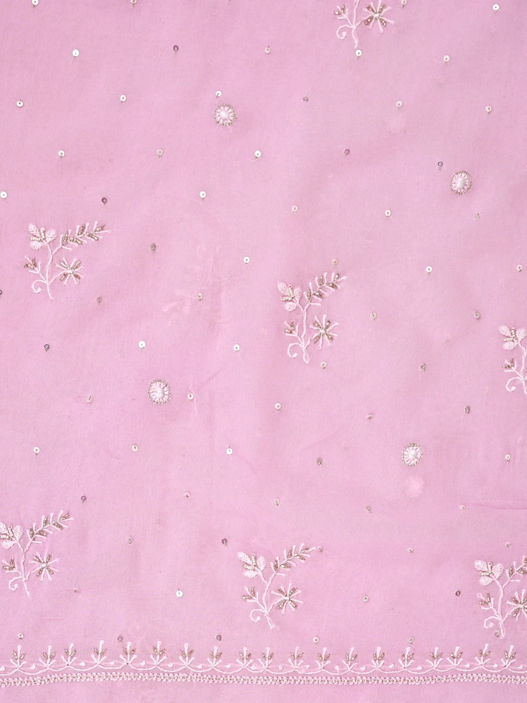 Ada Hand Embroidered Pink Viscose Georgette Lucknowi Chikankari Unstitched Kurta Dupatta Set With Cutdana Work 01A922571