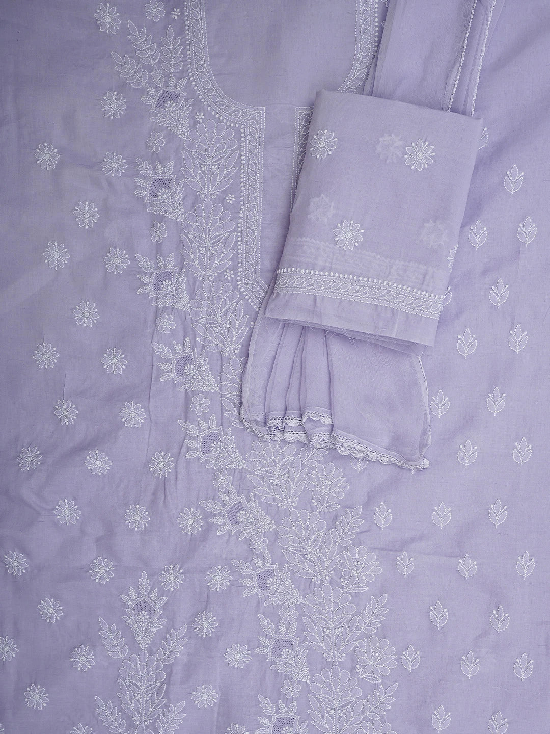 Ada Hand Embroidered Mauve Cotton Lucknowi Chikankari Unstitched Suit Piece 01A954458