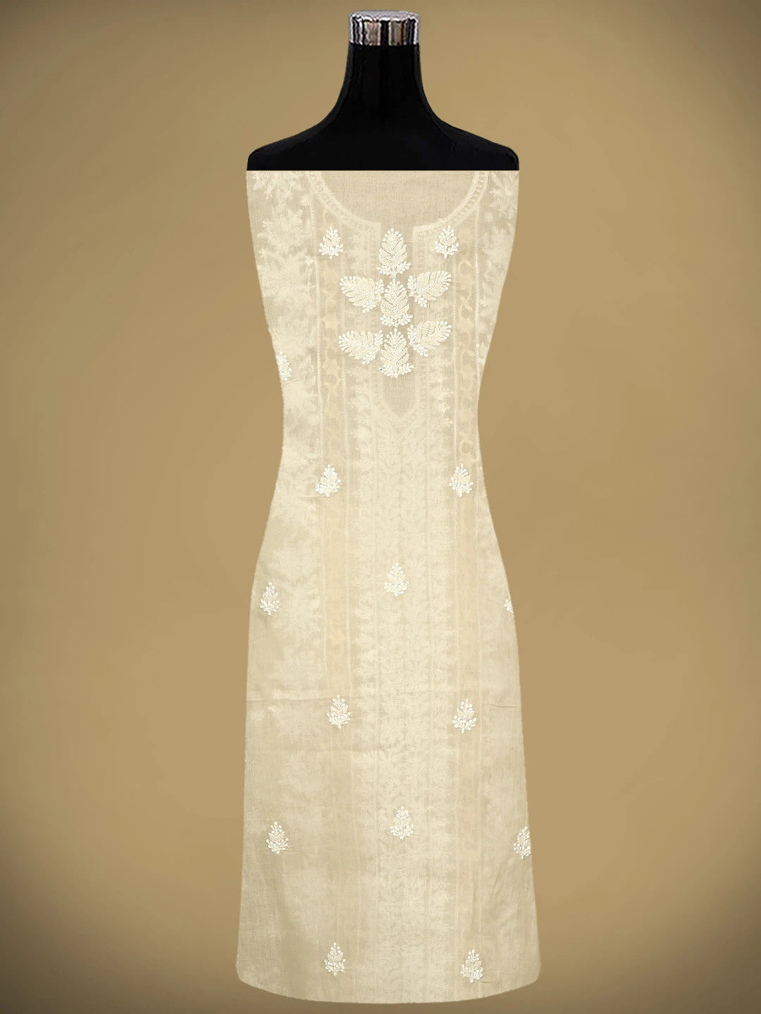 Ada Hand Embroidered Peach Cotton Lucknowi Chikankari Unstitched Suit Piece 01A954347
