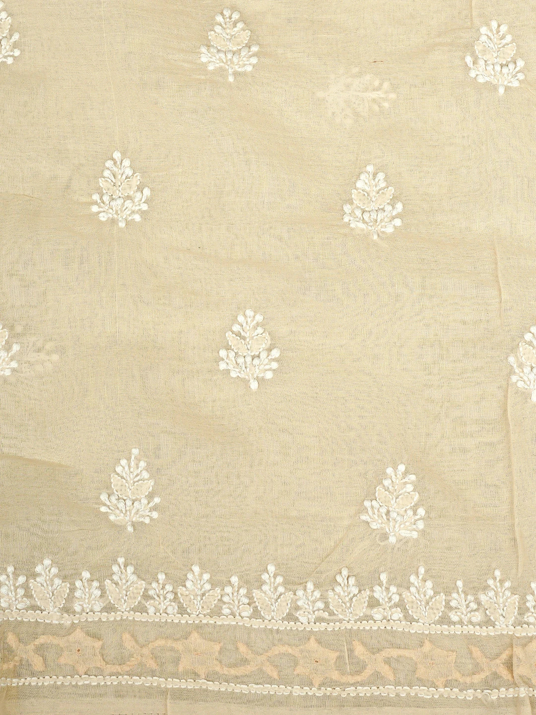 Ada Hand Embroidered Peach Cotton Lucknowi Chikankari Unstitched Suit Piece 01A954347