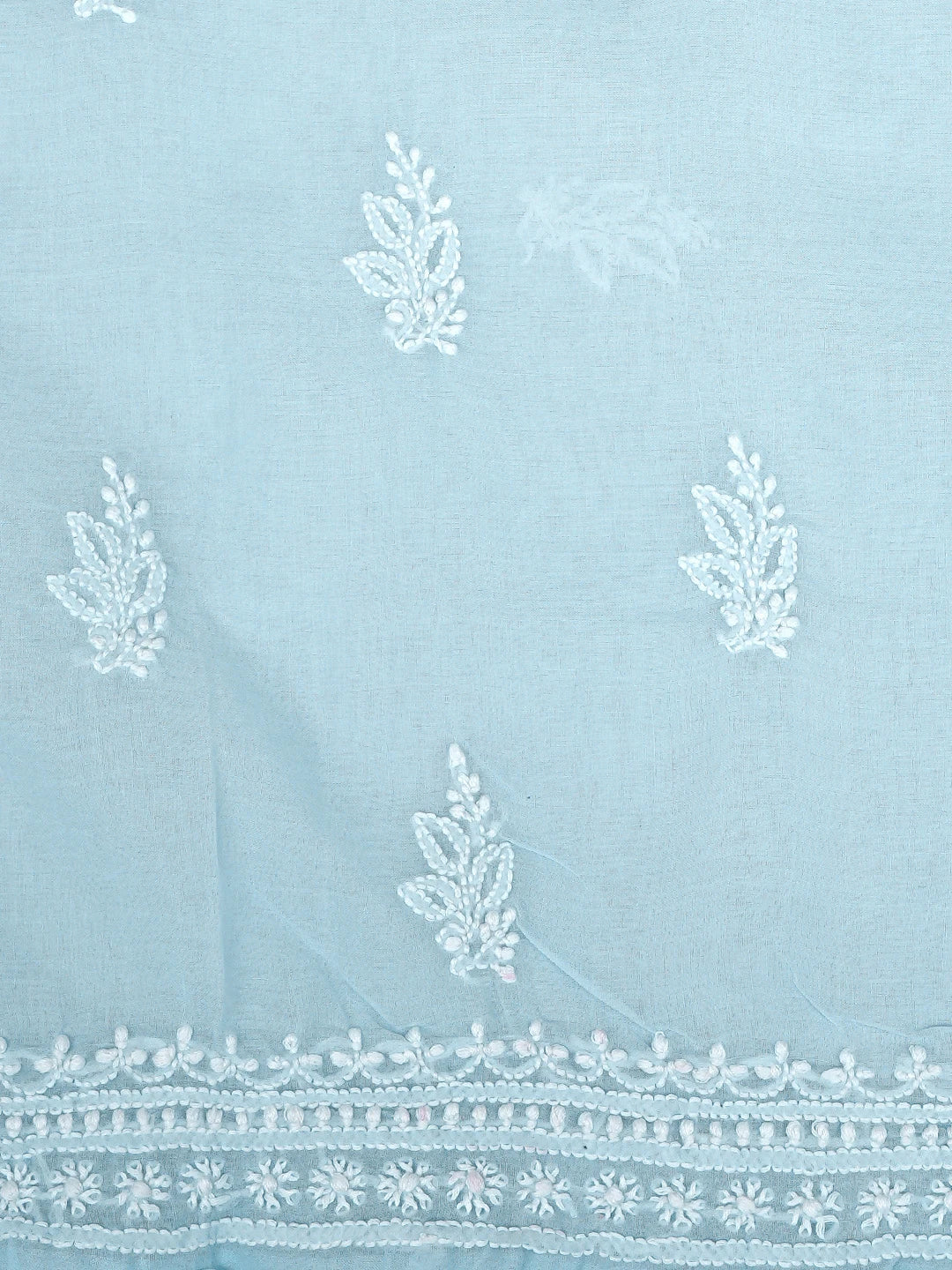 Ada Hand Embroidered Sky Blue Cotton Lucknowi Chikankari Unstitched Suit Piece 01A954442