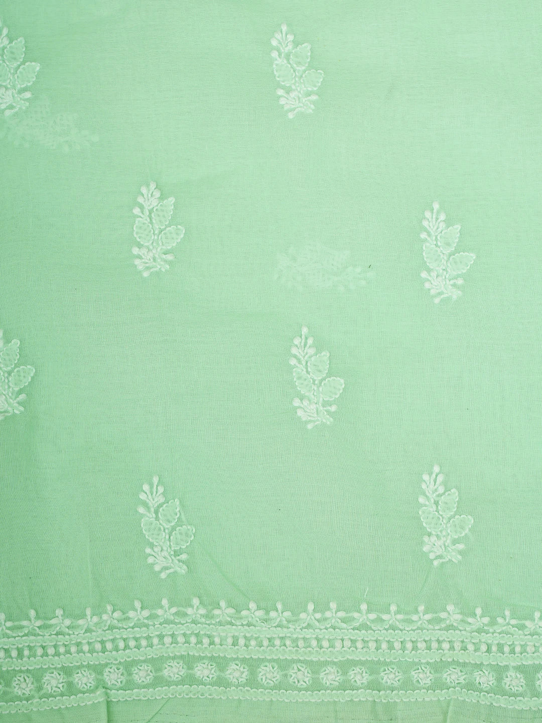 Ada Hand Embroidered Sea Green Cotton Lucknowi Chikankari Unstitched Suit Piece 01A954437