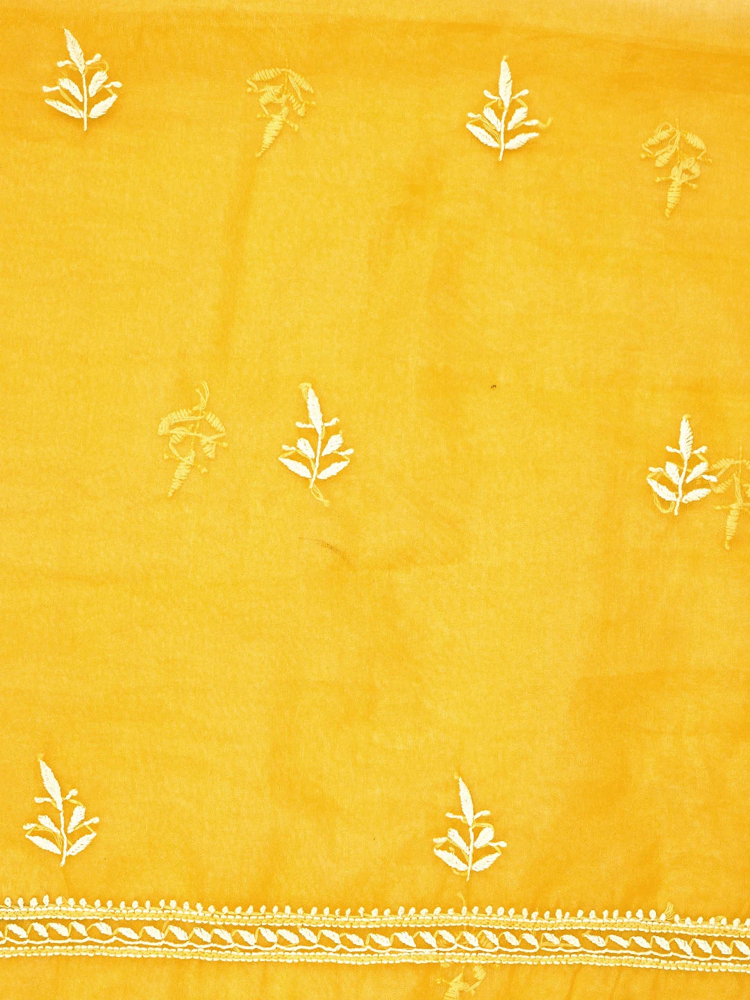 Ada Hand Embroidered Yellow Organza Lucknowi Chikankari Unstitched Kurta Dupatta Set 01A810550