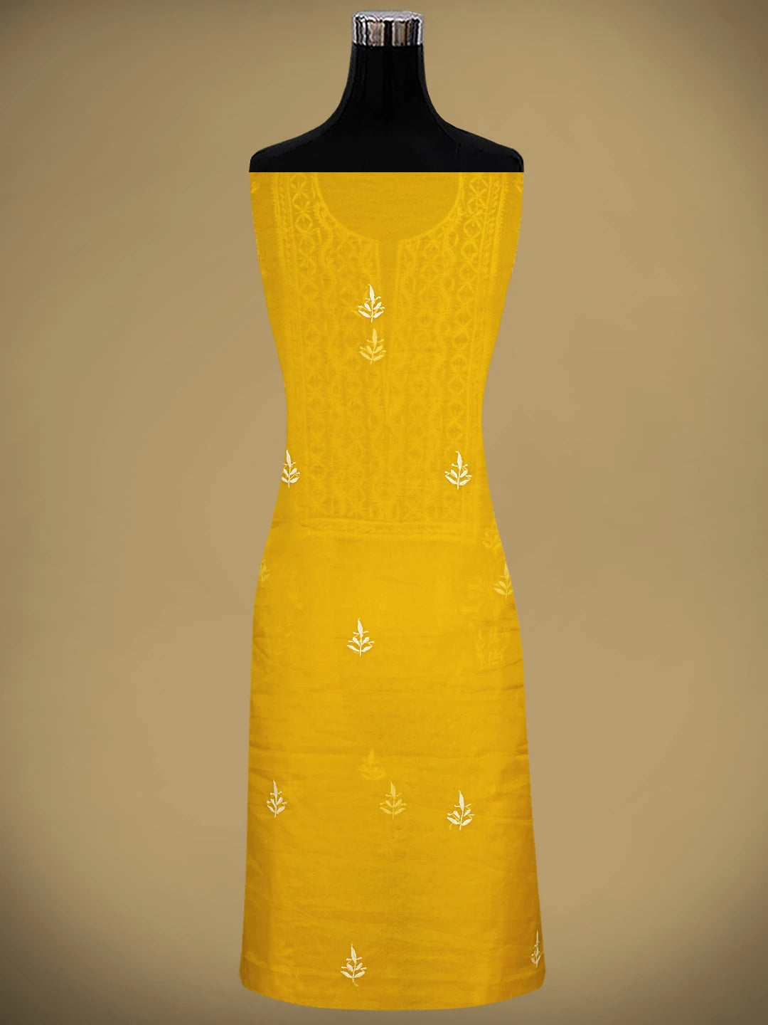 Ada Hand Embroidered Yellow Organza Lucknowi Chikankari Unstitched Kurta Dupatta Set 01A810550
