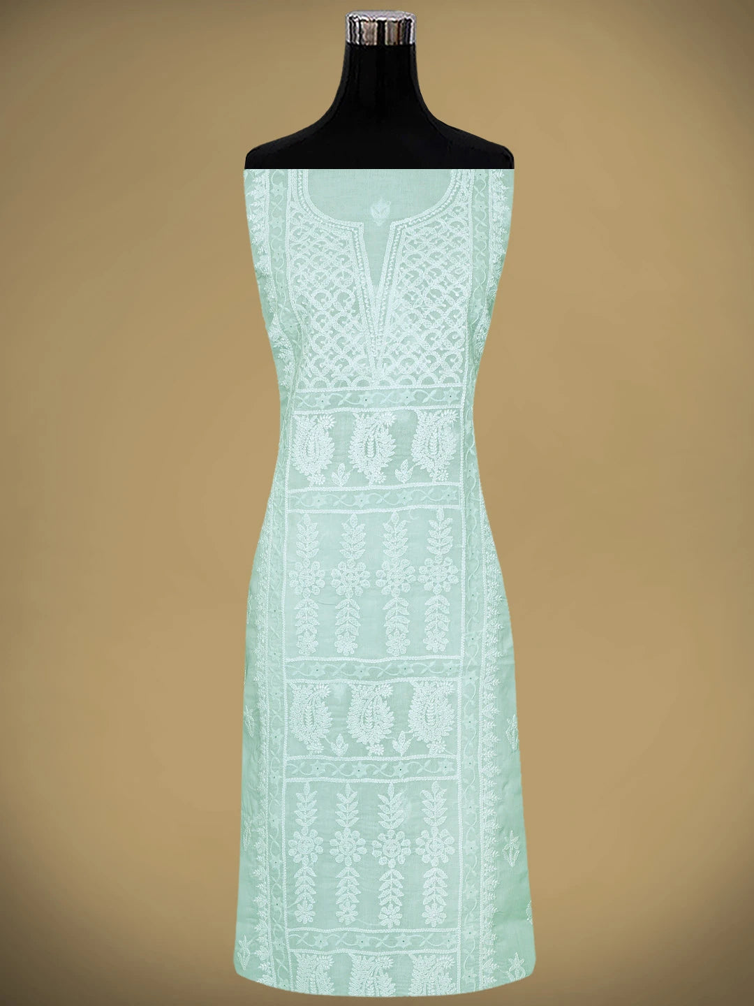 Ada Hand Embroidered Ice Blue Cotton Lucknowi Chikankari Unstitched Suit Piece 01A954327