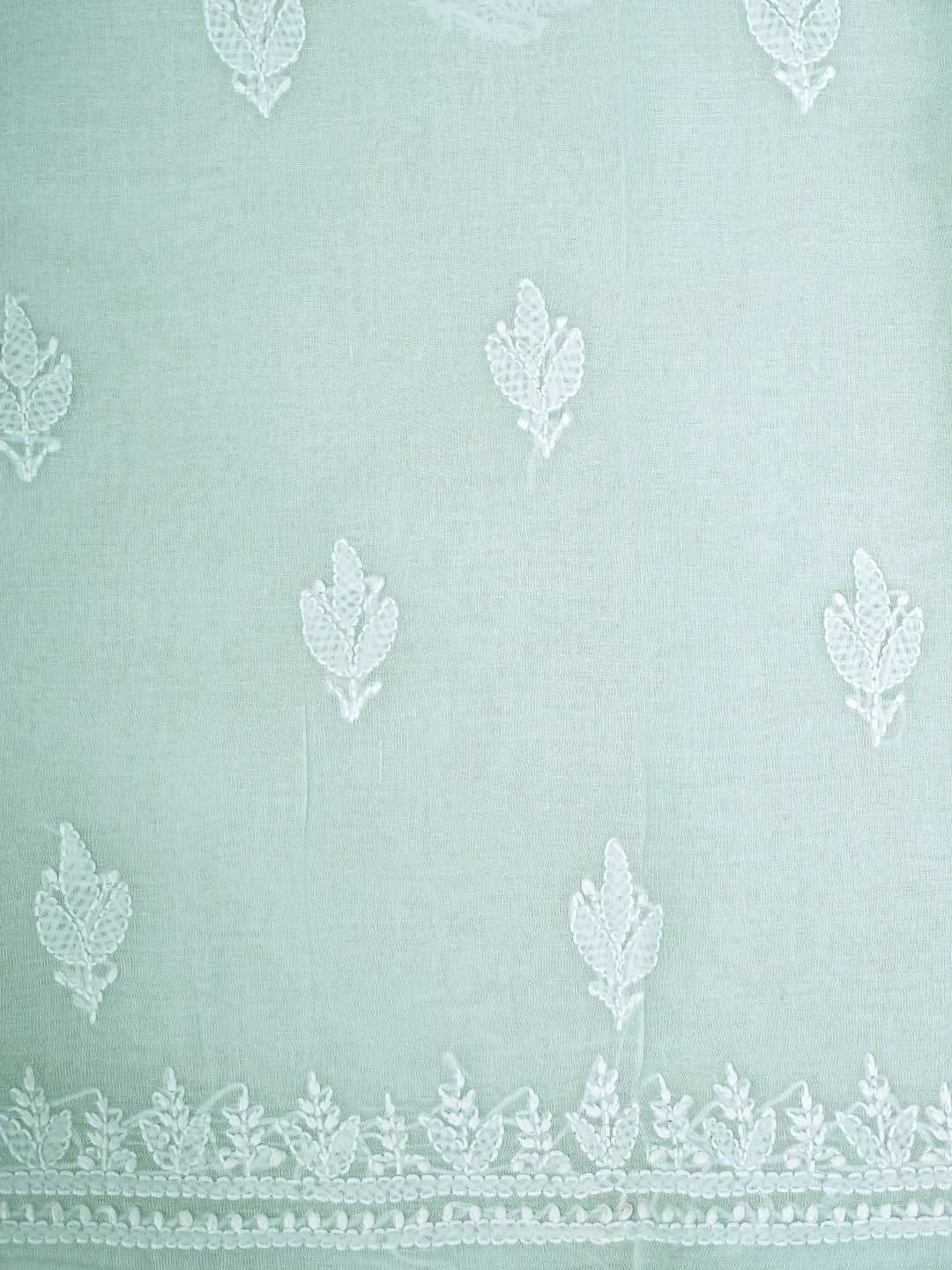 Ada Hand Embroidered Ice Blue Cotton Lucknowi Chikankari Unstitched Suit Piece 01A954327