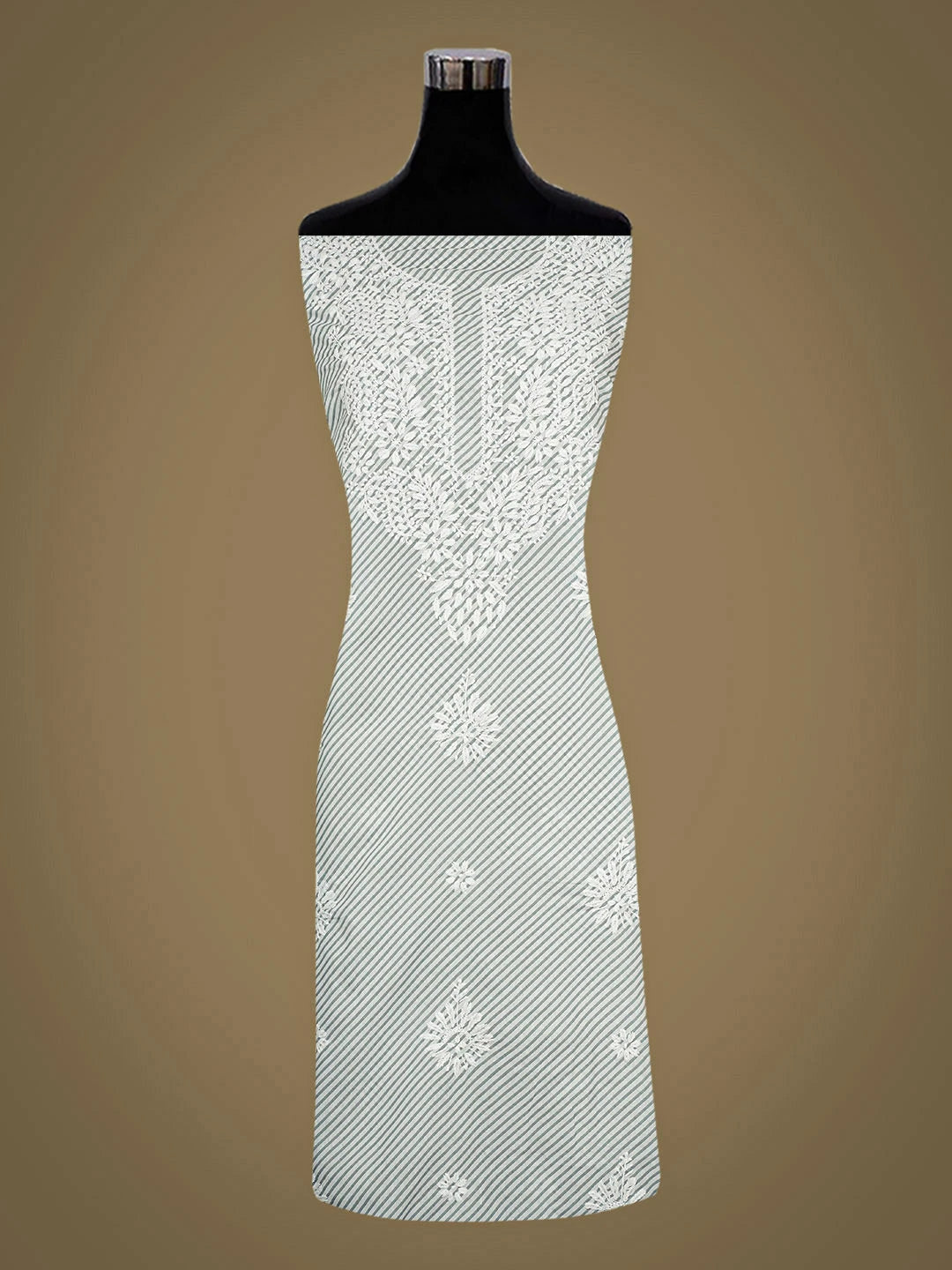 Ada Hand Embroidered Grey Cotton Lucknowi Chikankari Unstitched Kurta 01A893324