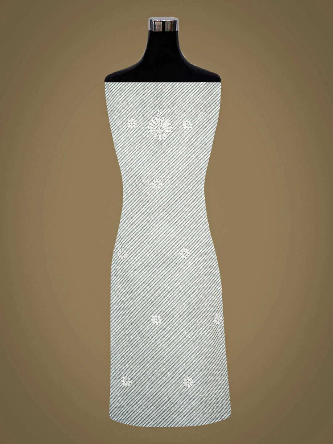 Ada Hand Embroidered Grey Cotton Lucknowi Chikankari Unstitched Kurta 01A893324