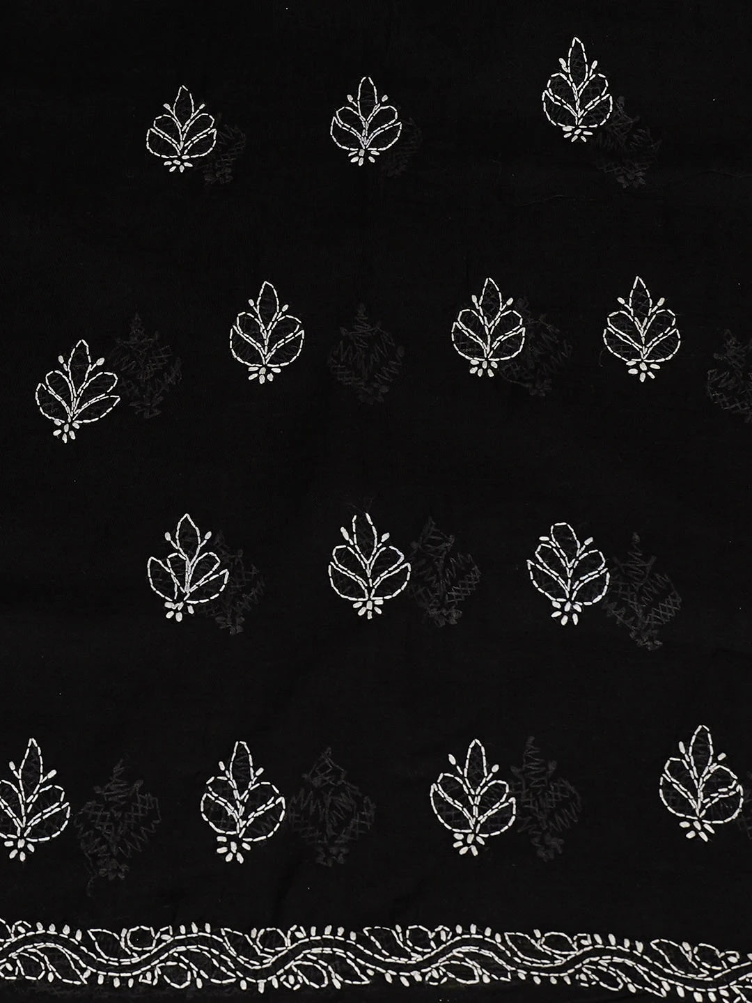 Ada Hand Embroidered Black Cotton Lucknowi Chikankari Unstitched Kurta 01A935689