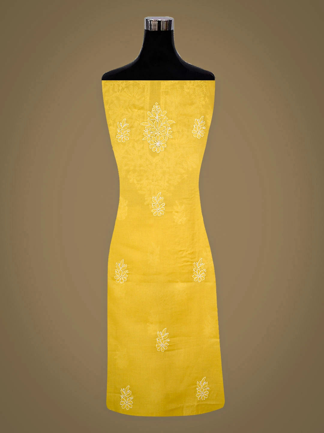 Ada Hand Embroidered Yellow Cotton Lucknowi Chikankari Unstitched Kurta 01A946557