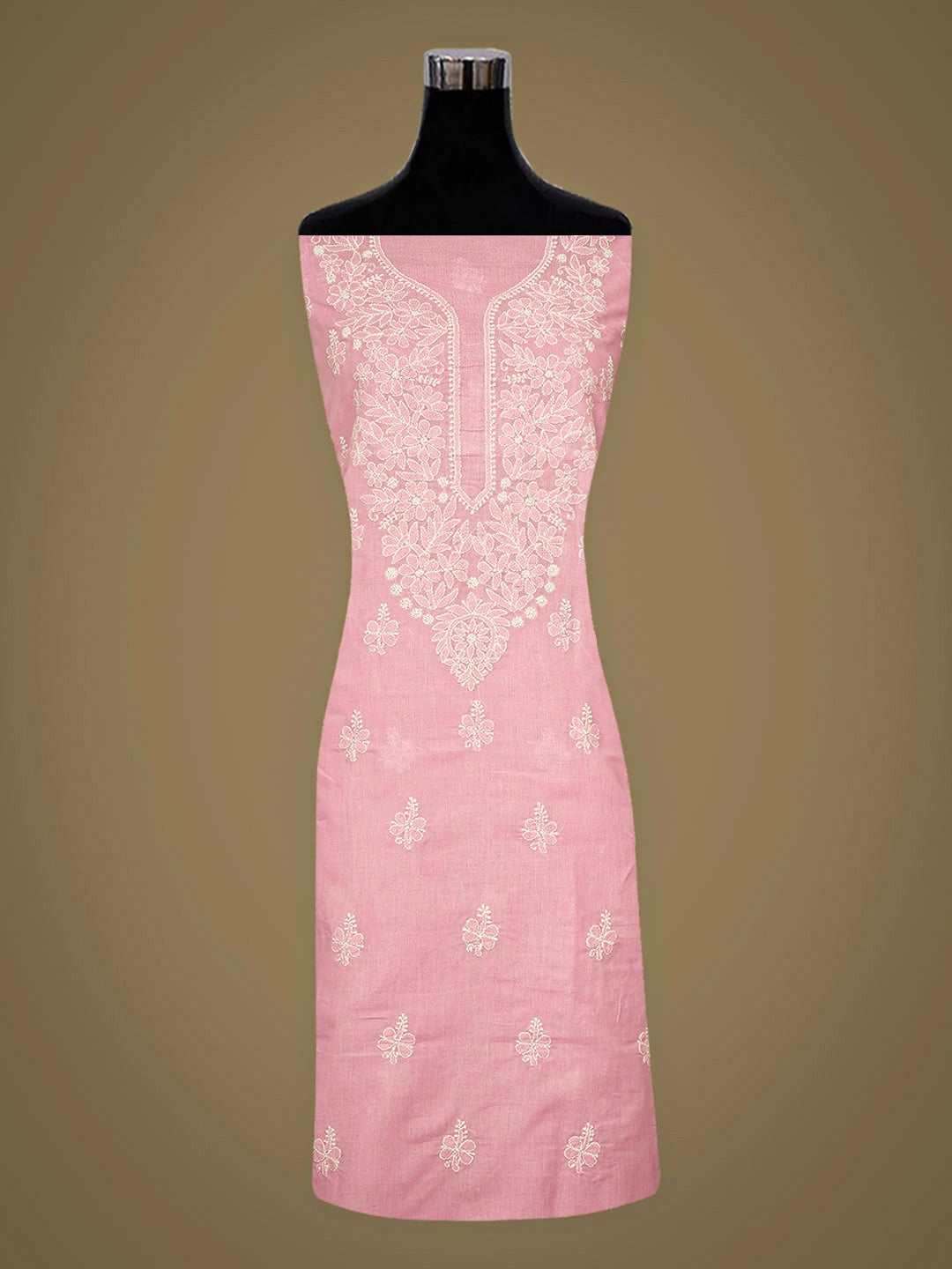Ada Hand Embroidered Pink Cotton Lucknowi Chikankari Unstitched Kurta 01A946701