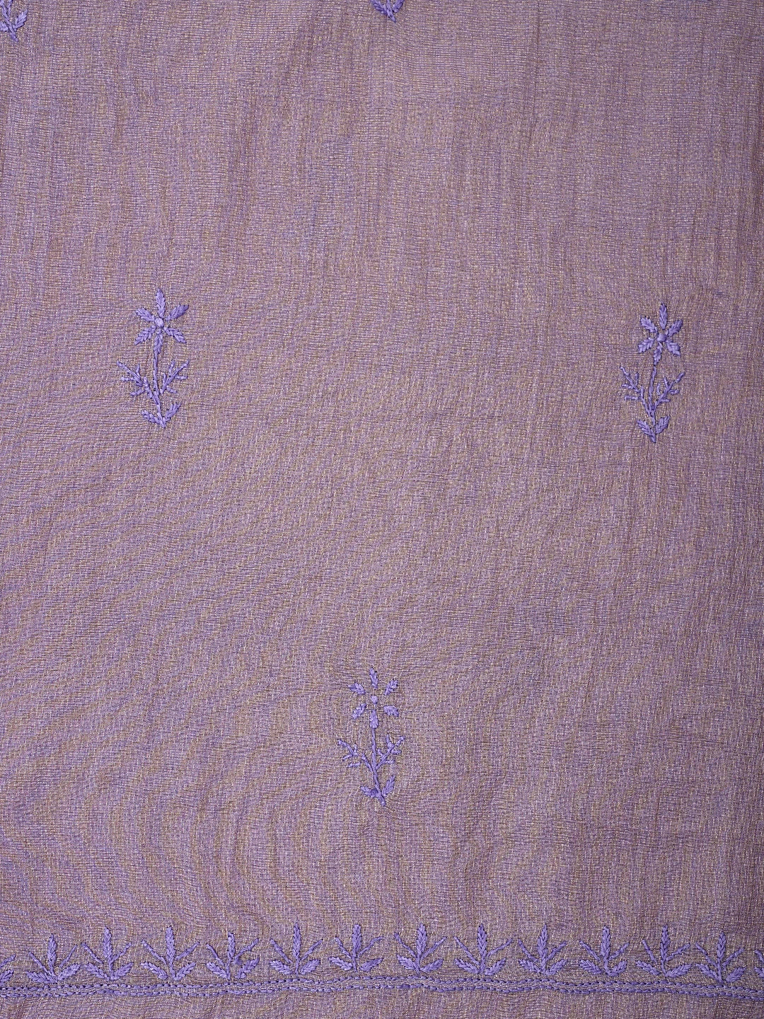 Ada Hand Embroidered Lavender Tissue Lucknowi Chikankari Unstitched Kurta Dupatta Set 01A946083