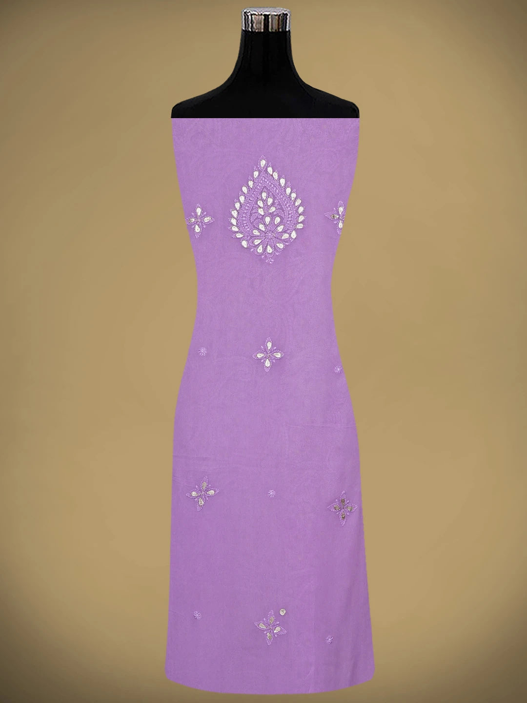 Ada Hand Embroidered Mauve Viscose Georgette Lucknowi Chikankari Unstitched Kurta Dupatta Set With Zari Work 01A944708