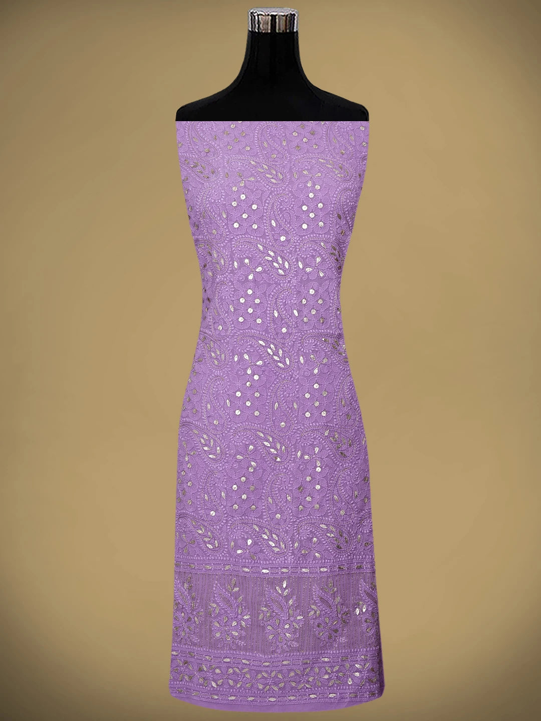 Ada Hand Embroidered Mauve Viscose Georgette Lucknowi Chikankari Unstitched Kurta Dupatta Set With Zari Work 01A944708