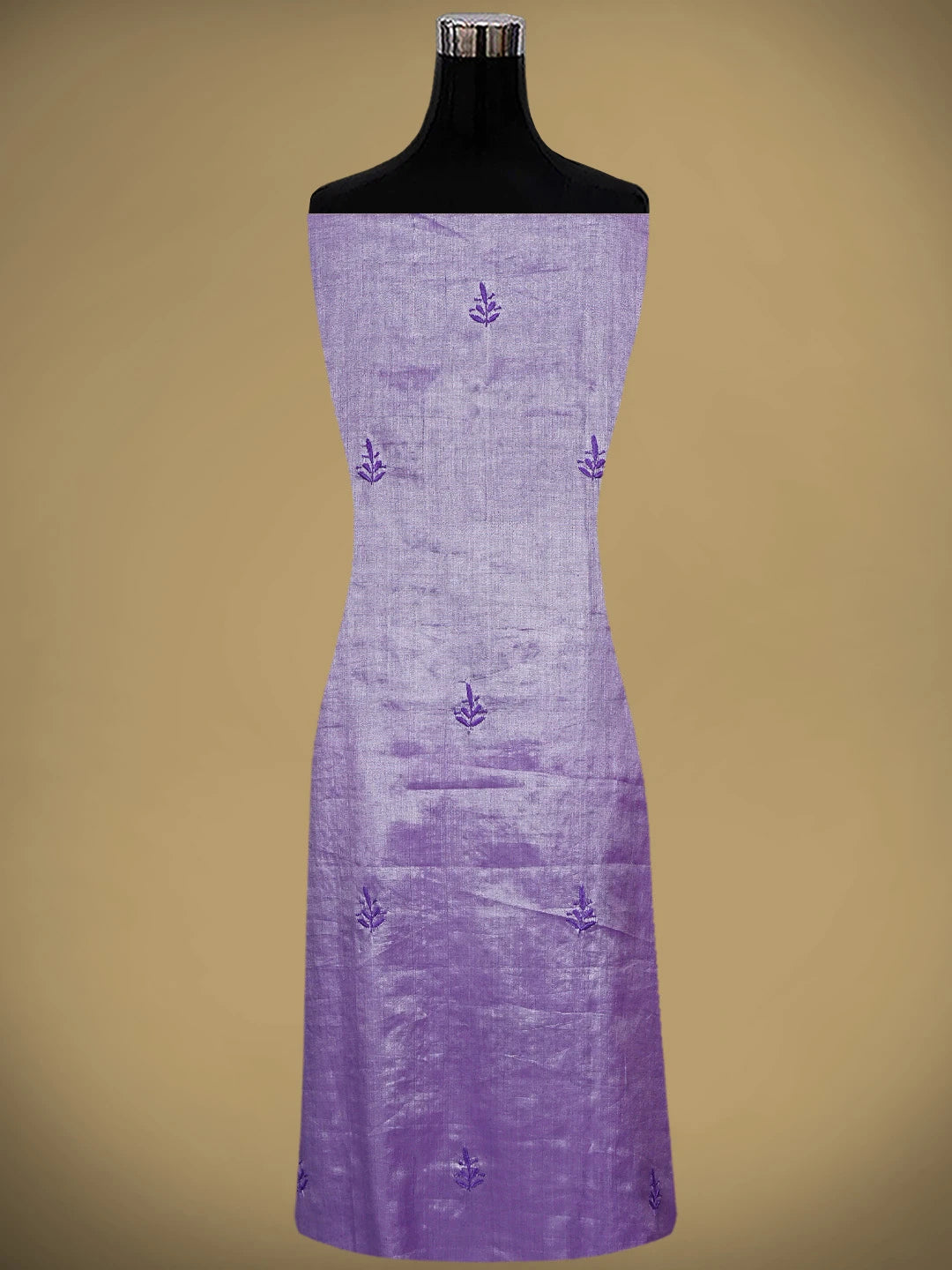 Ada Hand Embroidered Purple Tissue Lucknowi Chikankari Unstitched Kurta Dupatta Set 01A946079