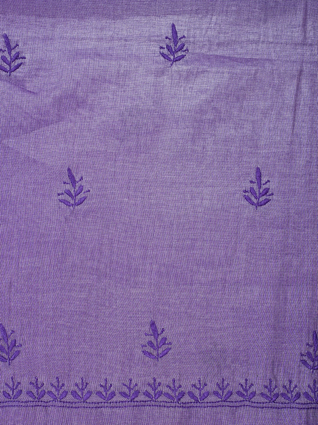 Ada Hand Embroidered Purple Tissue Lucknowi Chikankari Unstitched Kurta Dupatta Set 01A946079