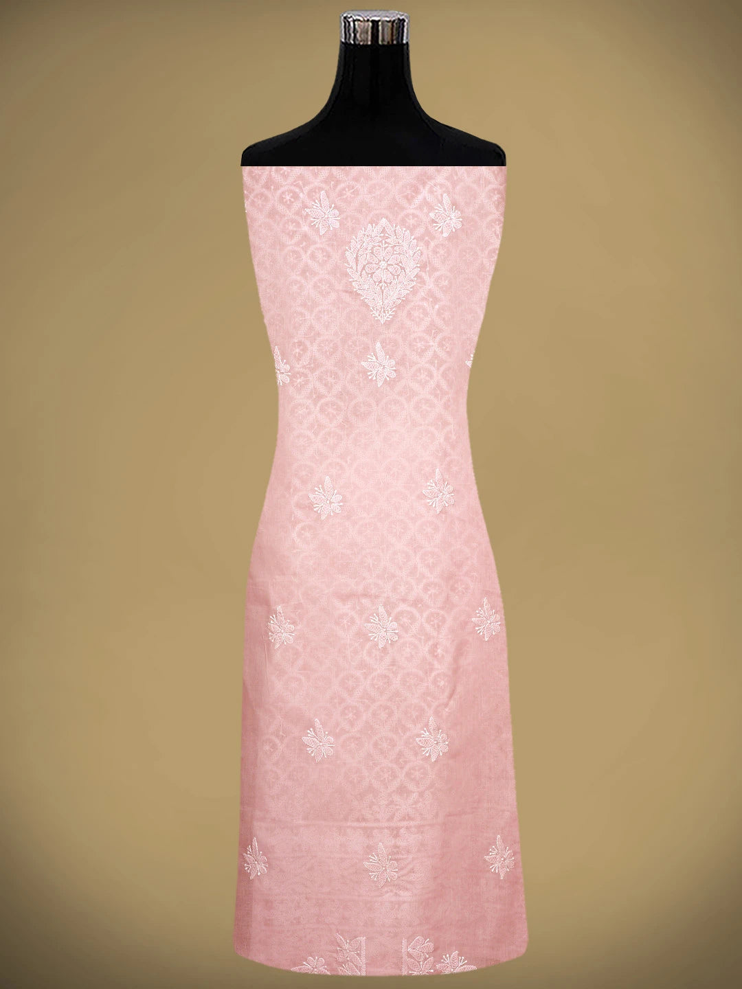 Ada Hand Embroidered Pink Cotton Lucknowi Chikankari Unstitched Suit Piece 01A954419