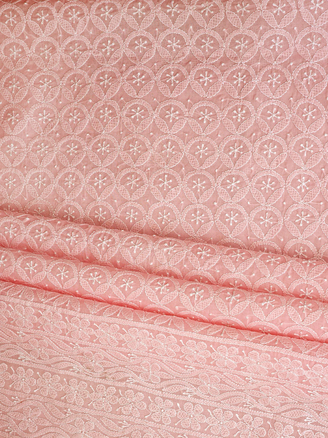 Ada Hand Embroidered Pink Cotton Lucknowi Chikankari Unstitched Suit Piece 01A954419