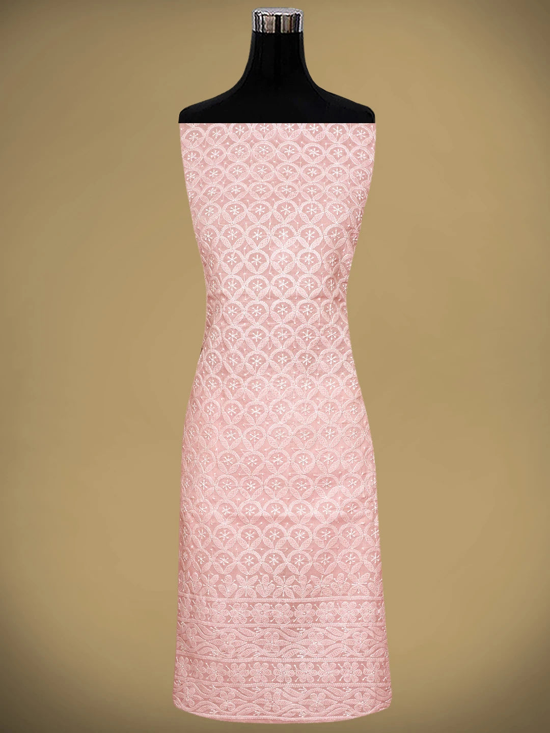 Ada Hand Embroidered Pink Cotton Lucknowi Chikankari Unstitched Suit Piece 01A954419