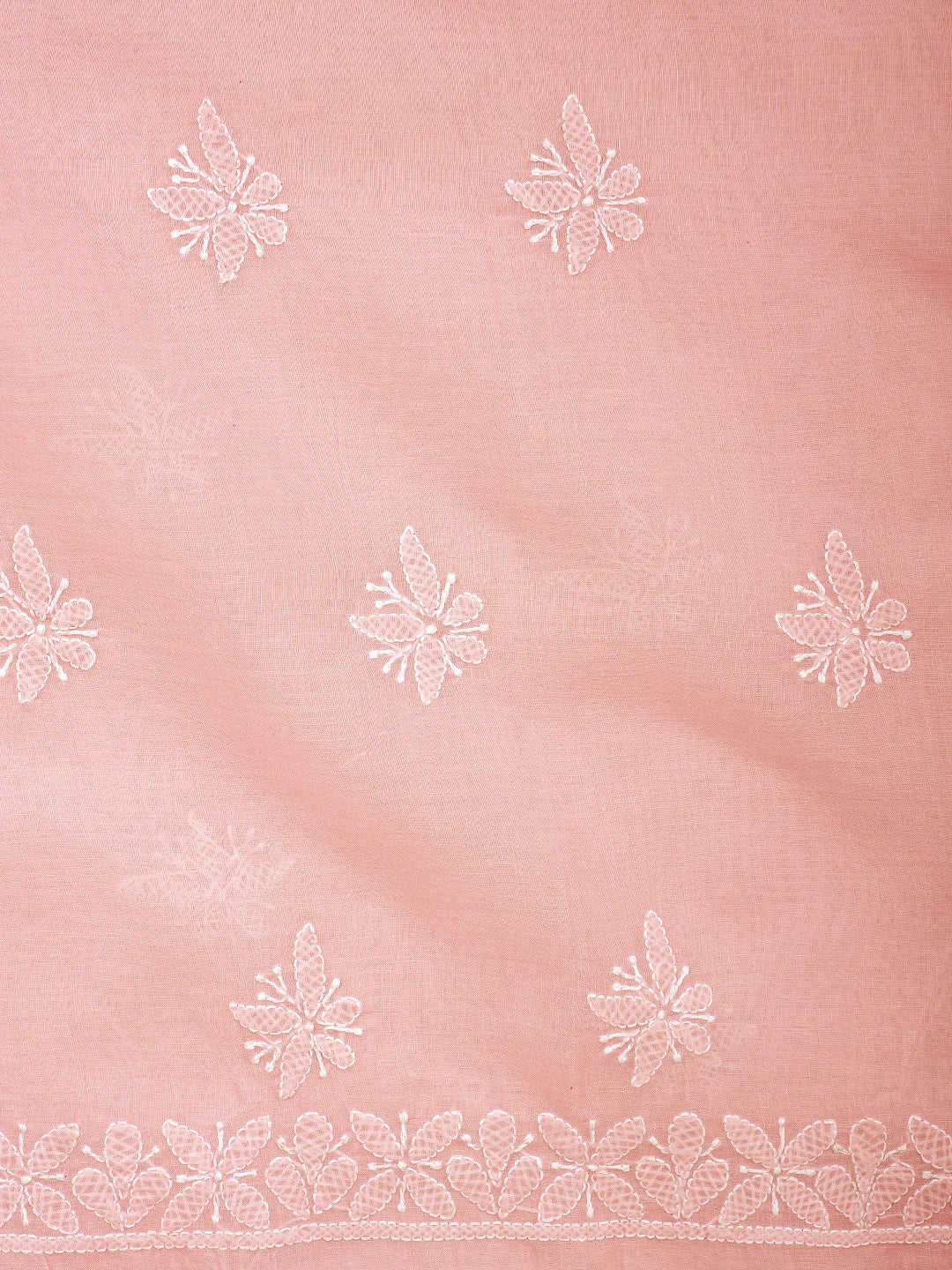 Ada Hand Embroidered Pink Cotton Lucknowi Chikankari Unstitched Suit Piece 01A954419