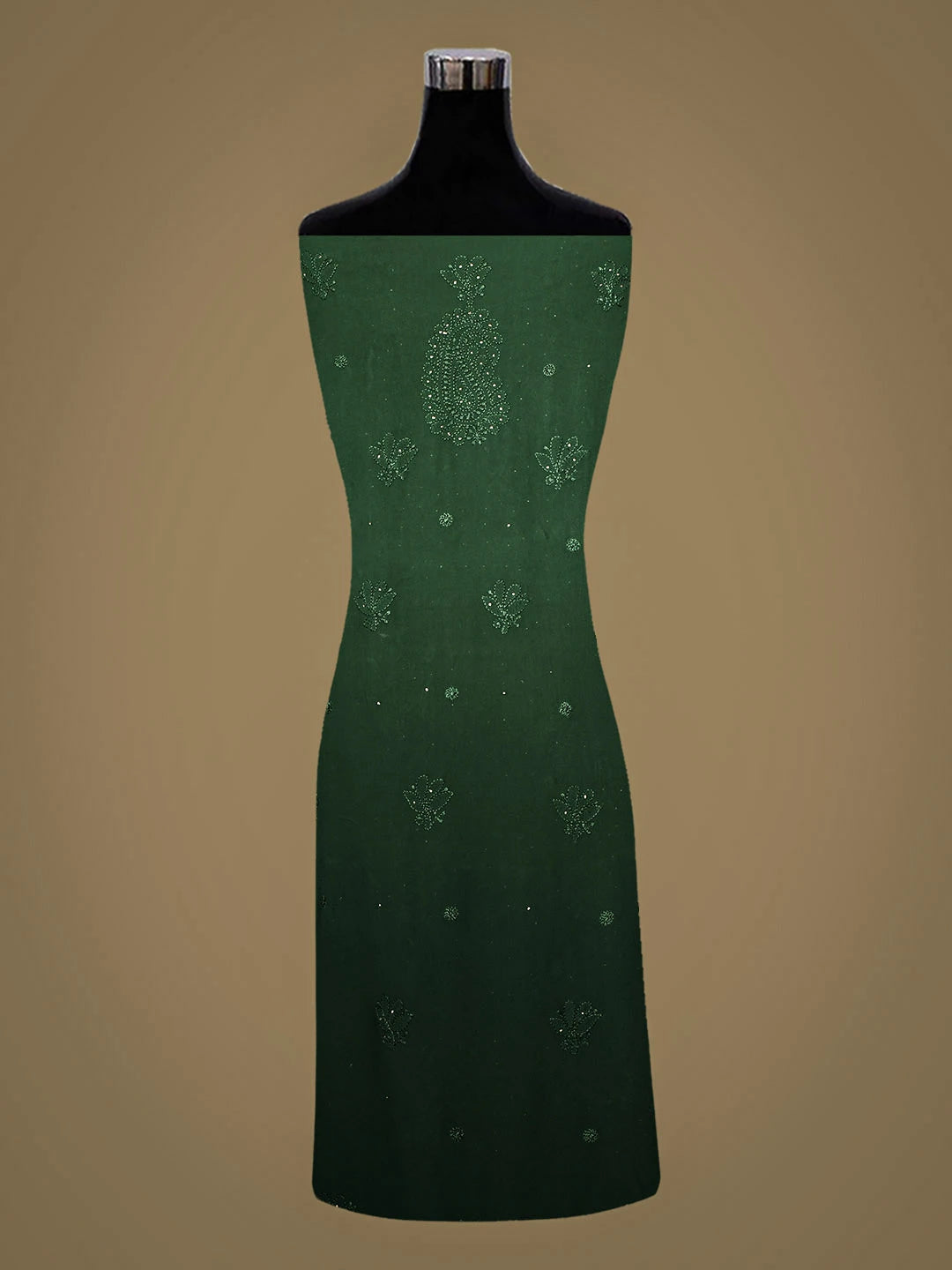 Ada Hand Embroidere Teal Green Viscose Georgette Lucknowi Chikankari Unstitched Kurta Dupatta Set With Muqaish/Mukaish Work 01A933363