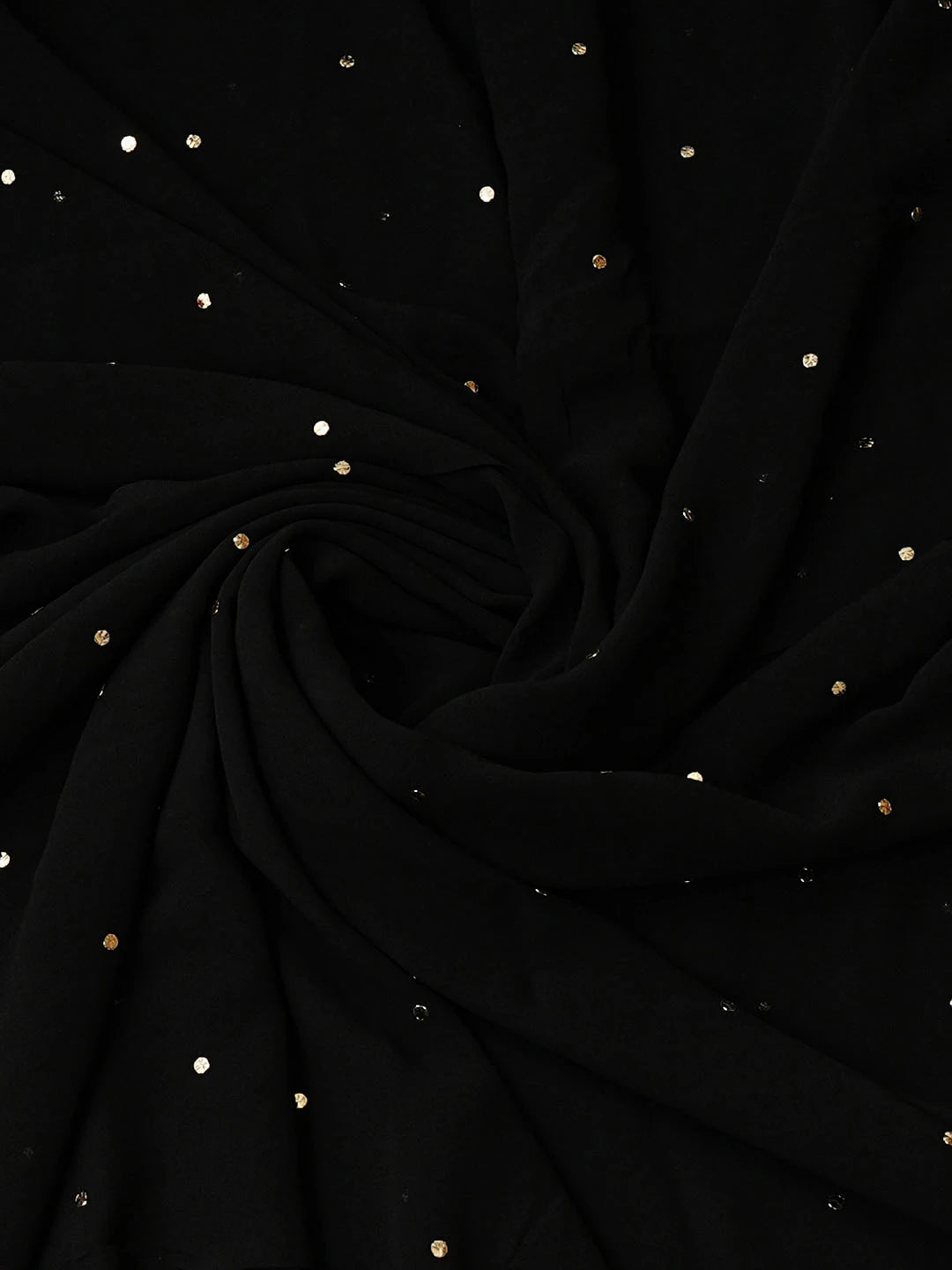 Ada Hand Embroidere Black Viscose Georgette Unstitched Kurta Dupatta Set With Muqaish/Mukaish Work 01A923202