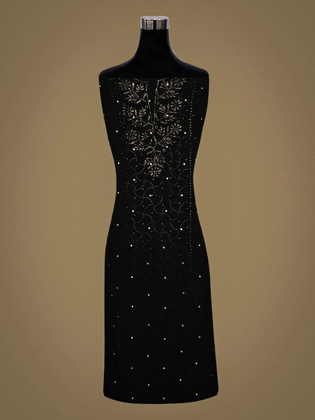 Ada Hand Embroidere Black Viscose Georgette Unstitched Kurta Dupatta Set With Muqaish/Mukaish Work 01A923202