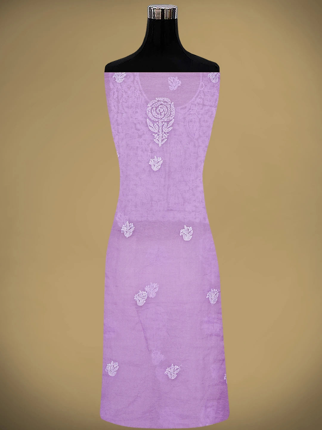 Ada Hand Embroidered Lavender Purple Organza Lucknowi Chikankari Unstitched Kurta Dupatta Set 01A908469