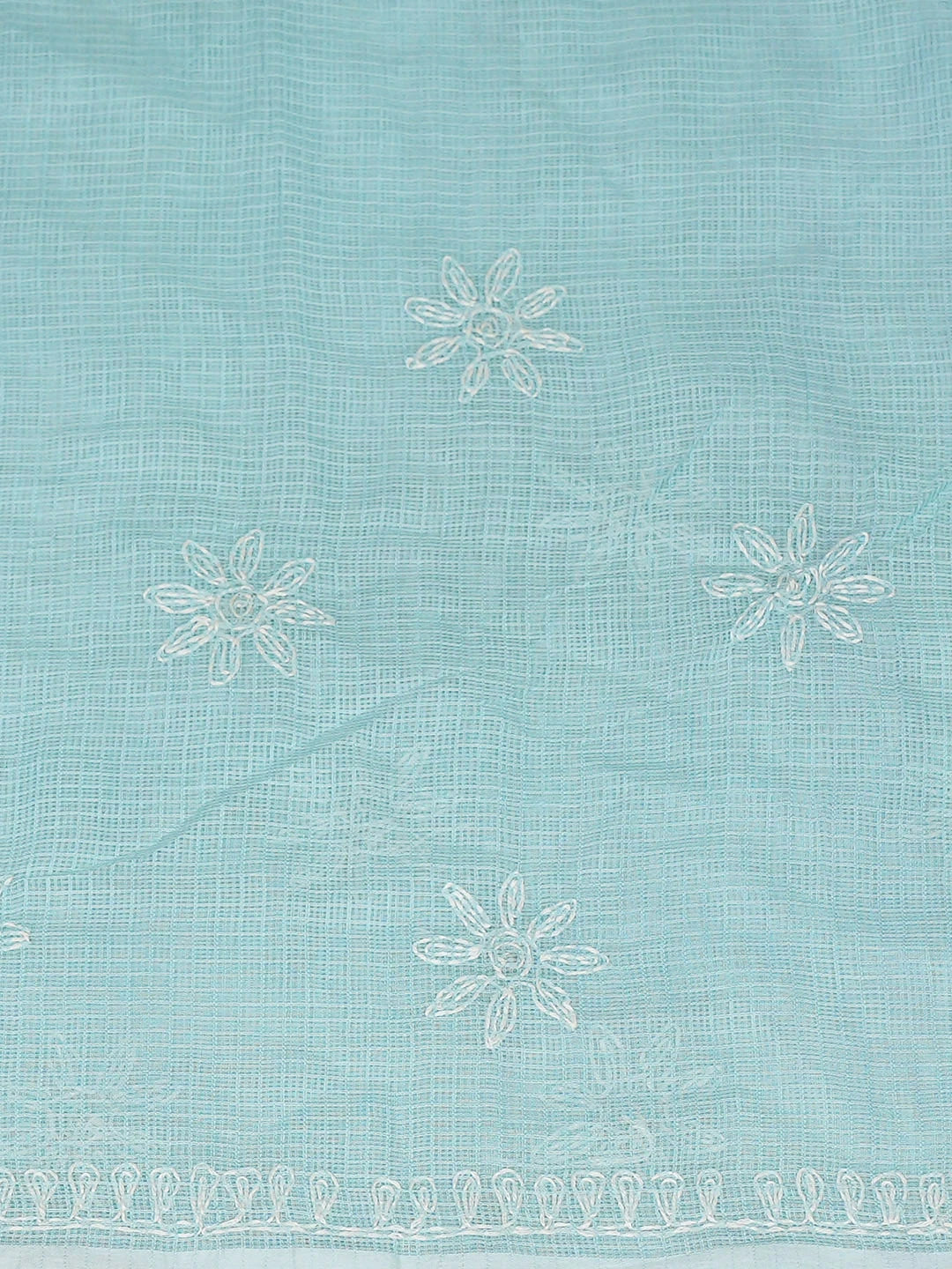 Ada Hand Embroidered Blue Kota Lucknowi Chikankari Unstitched Kurta 01A846226