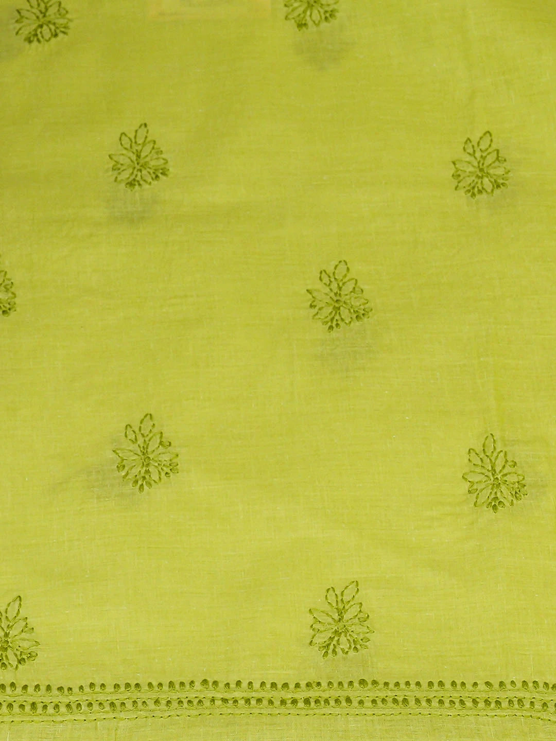 Ada Hand Embroidered Lime Green Cotton Lucknowi Chikankari Unstitched Kurta 01A917902
