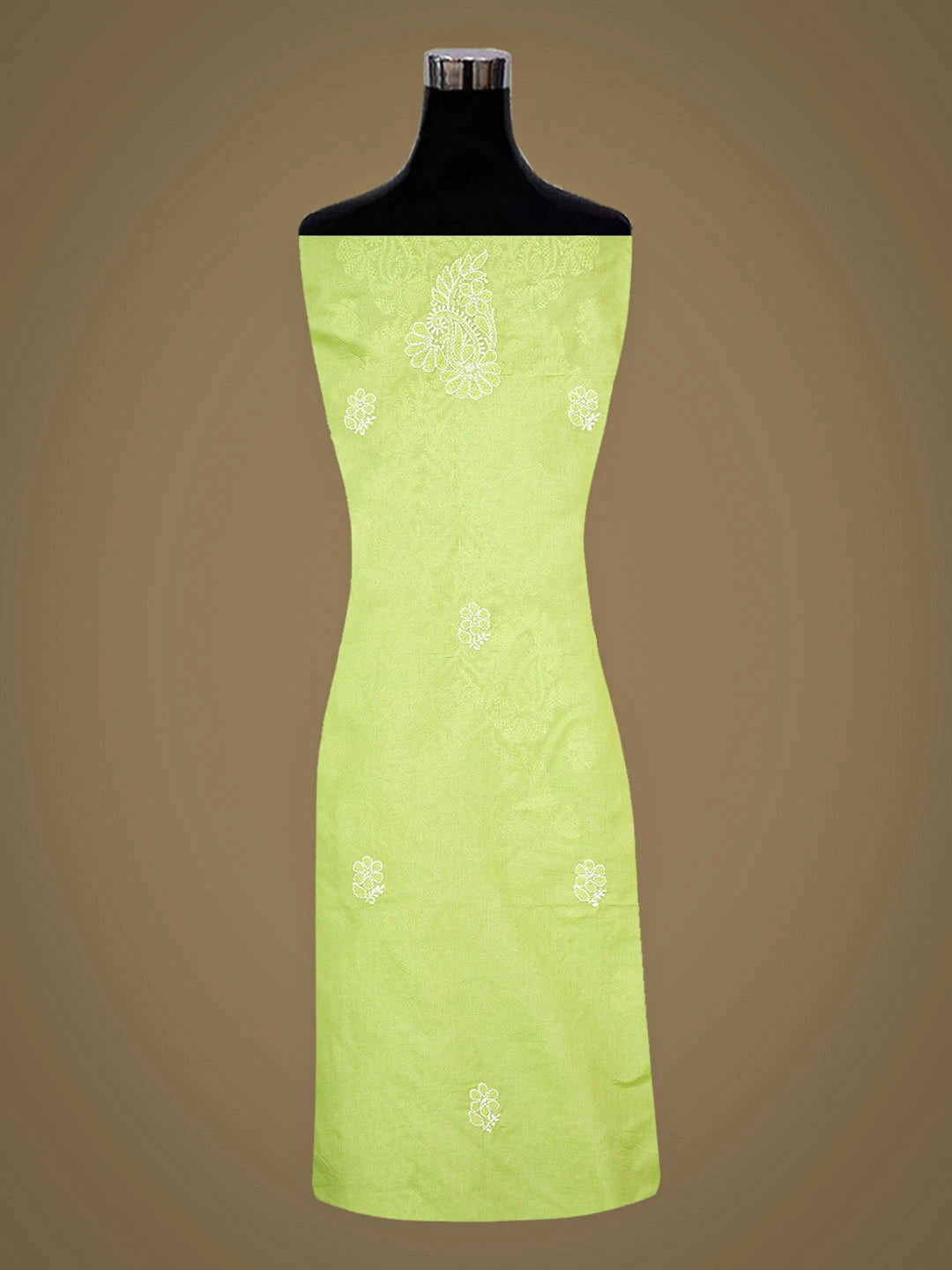 Ada Hand Embroidered Green Cotton Lucknowi Chikankari Unstitched Kurta 01A946769