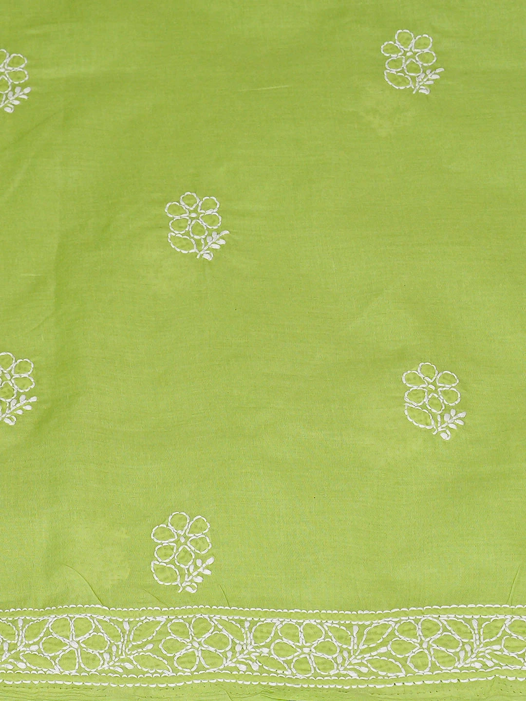Ada Hand Embroidered Green Cotton Lucknowi Chikankari Unstitched Kurta 01A946769