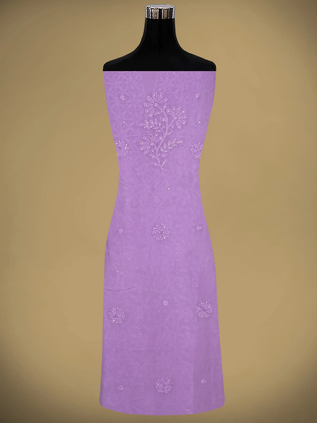 Ada Hand Embroidered Mauve Viscose Georgette Lucknowi Chikankari Unstitched Kurta Dupatta Set With Muqaish Work 01A944718