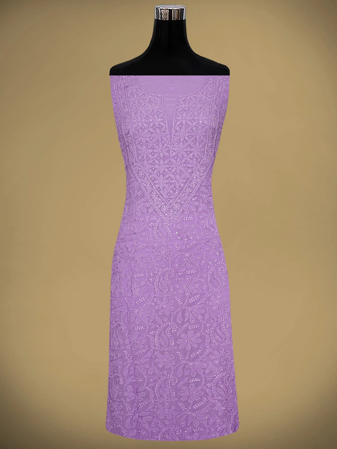 Ada Hand Embroidered Mauve Viscose Georgette Lucknowi Chikankari Unstitched Kurta Dupatta Set With Muqaish Work 01A944718