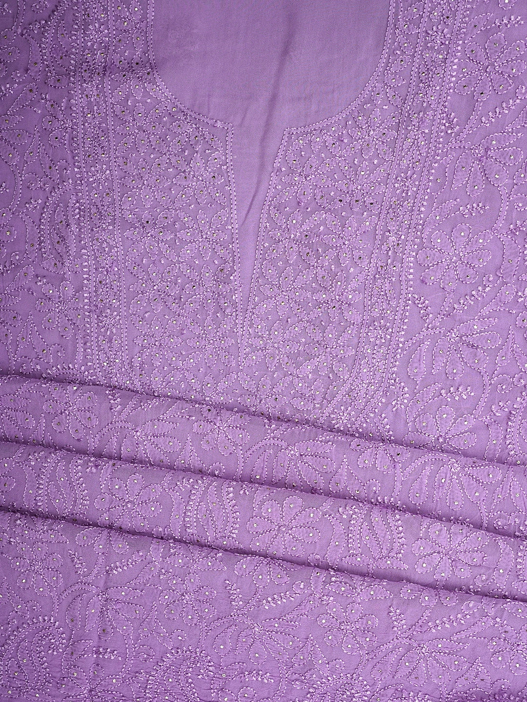 Ada Hand Embroidered Mauve Viscose Georgette Lucknowi Chikankari Unstitched Kurta Dupatta Set With Muqaish Work 01A944718