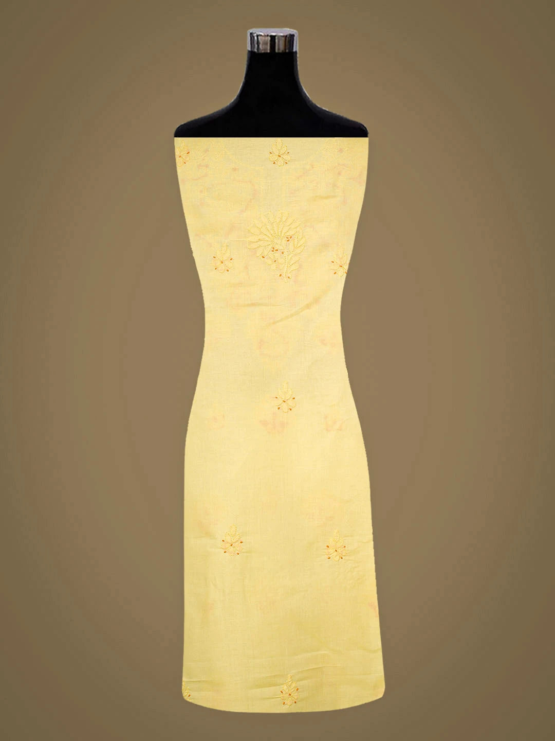 Ada Hand Embroidered Yellow Cotton Lucknowi Chikankari Unstitched Kurta 01A946936