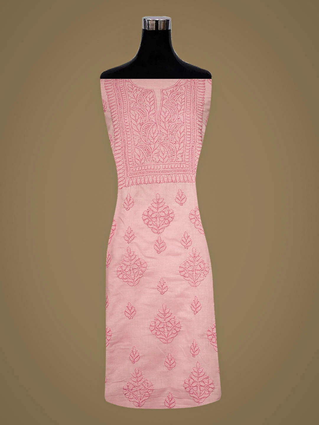 Ada Hand Embroidered Pink Cotton Lucknowi Chikankari Unstitched Kurta 01A816548