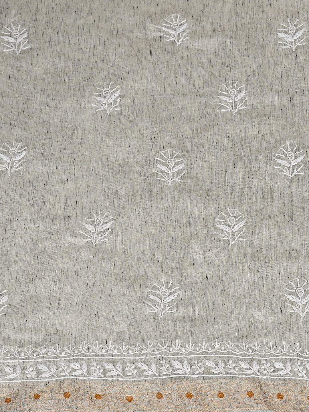 Ada Hand Embroidered Grey Tissue Lucknowi Chikankari Unstitched Kurta Dupatta Set 01A945911