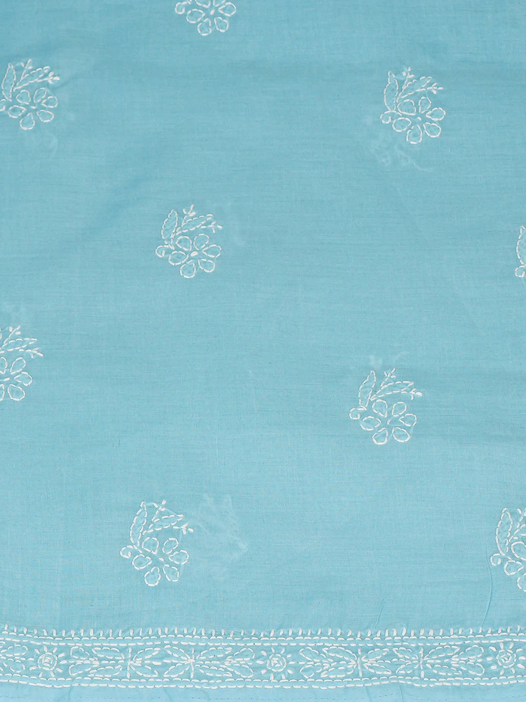 Ada Hand Embroidered Blue Cotton Lucknowi Chikankari Unstitched Kurta 01A946790