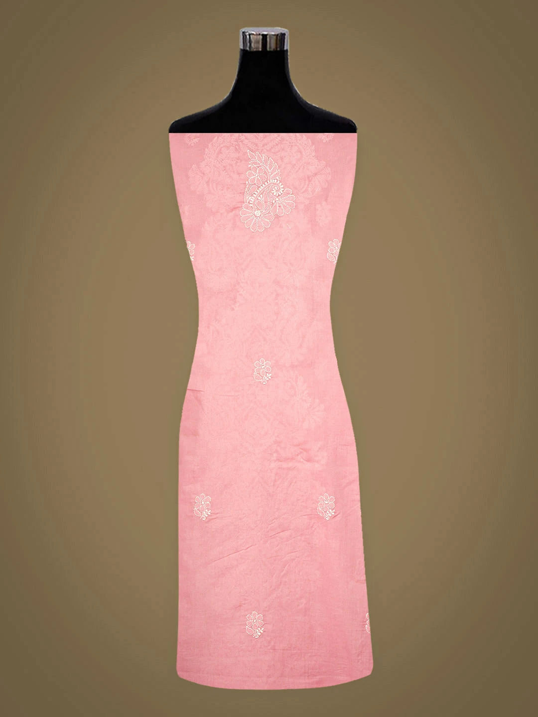 Ada Hand Embroidered Peach Cotton Lucknowi Chikankari Unstitched Kurta 01A946774