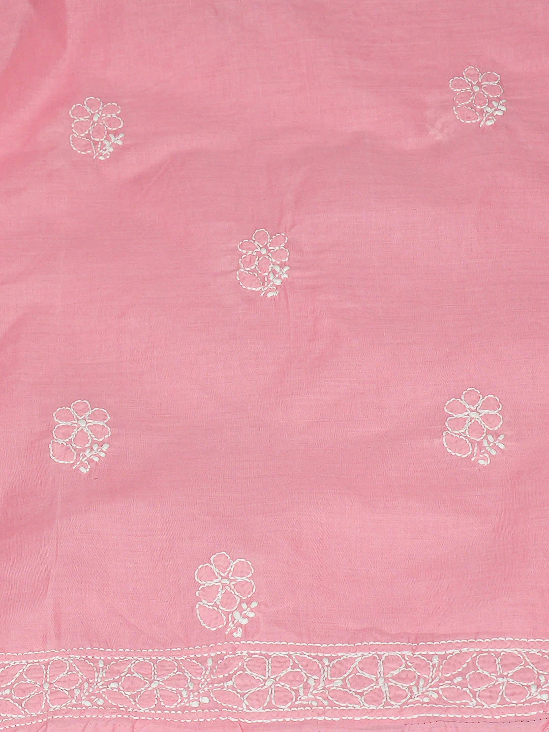 Ada Hand Embroidered Peach Cotton Lucknowi Chikankari Unstitched Kurta 01A946774
