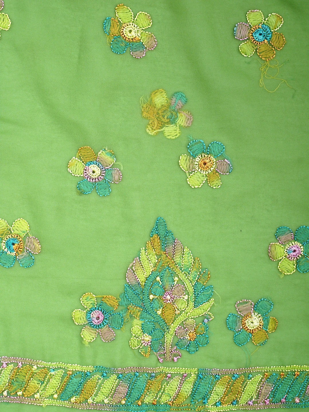 Ada Hand Embroidered Sage Green Georgette Lucknowi Chikankari Unstitched Suit Piece 01A945613