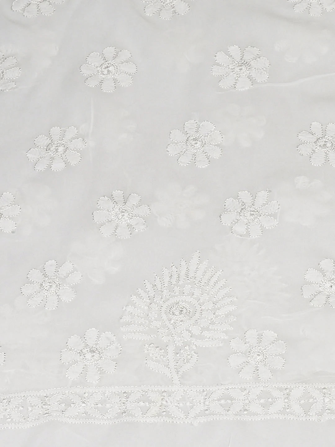Ada Hand Embroidere White Viscose Georgette Lucknowi Chikankari Unstitched Kurta Dupatta Set 01A946293