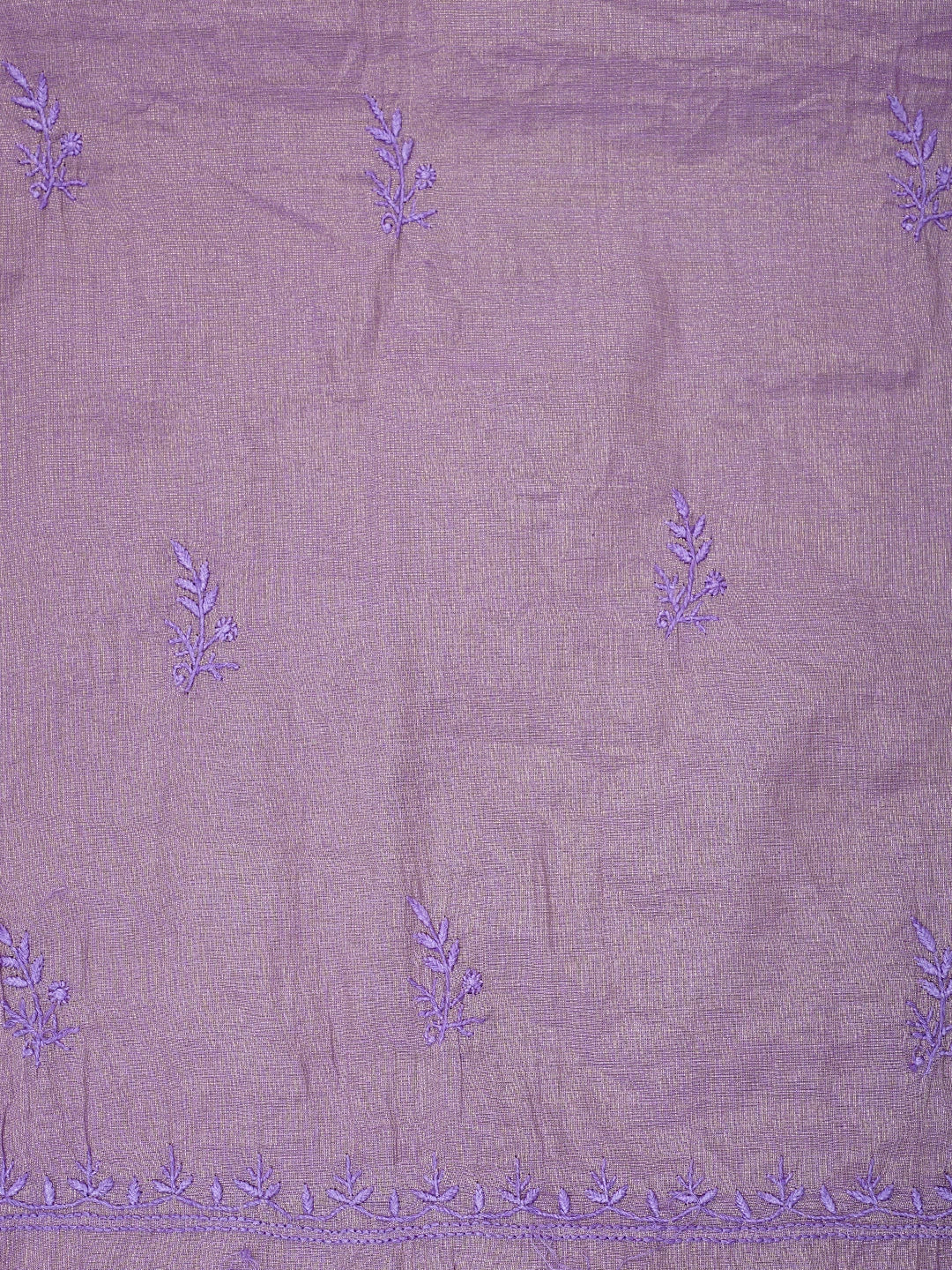 Ada Hand Embroidered Lilac Lavender Tissue Lucknowi Chikankari Unstitched Kurta Dupatta Set 01A946084