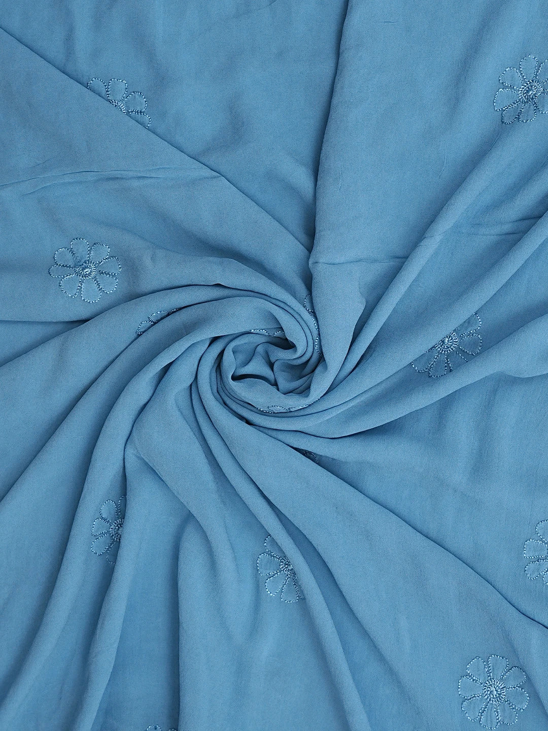 Ada Hand Embroidered Blue Bell Viscose Georgette Lucknowi Chikankari Unstitched Kurta Dupatta Set 01A946292