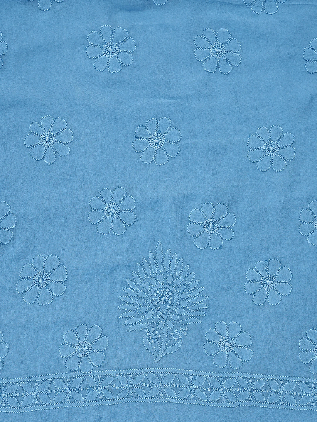 Ada Hand Embroidered Blue Bell Viscose Georgette Lucknowi Chikankari Unstitched Kurta Dupatta Set 01A946292