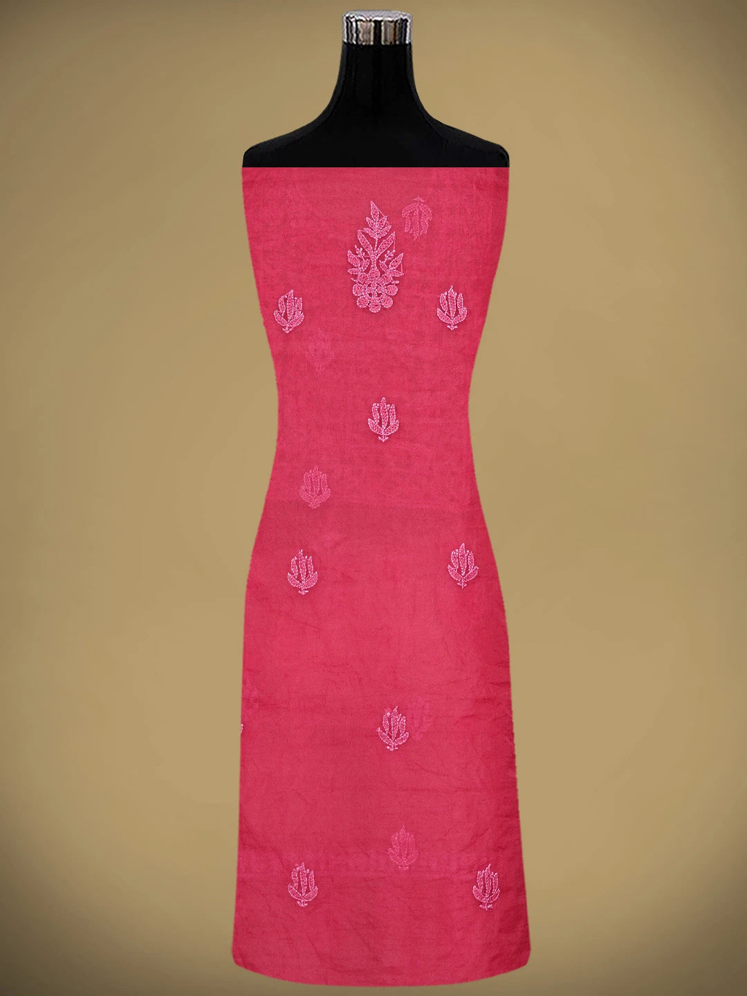 Ada Hand Embroidered Flag Red Organza Lucknowi Chikankari Unstitched Kurta Dupatta Set 01A908458