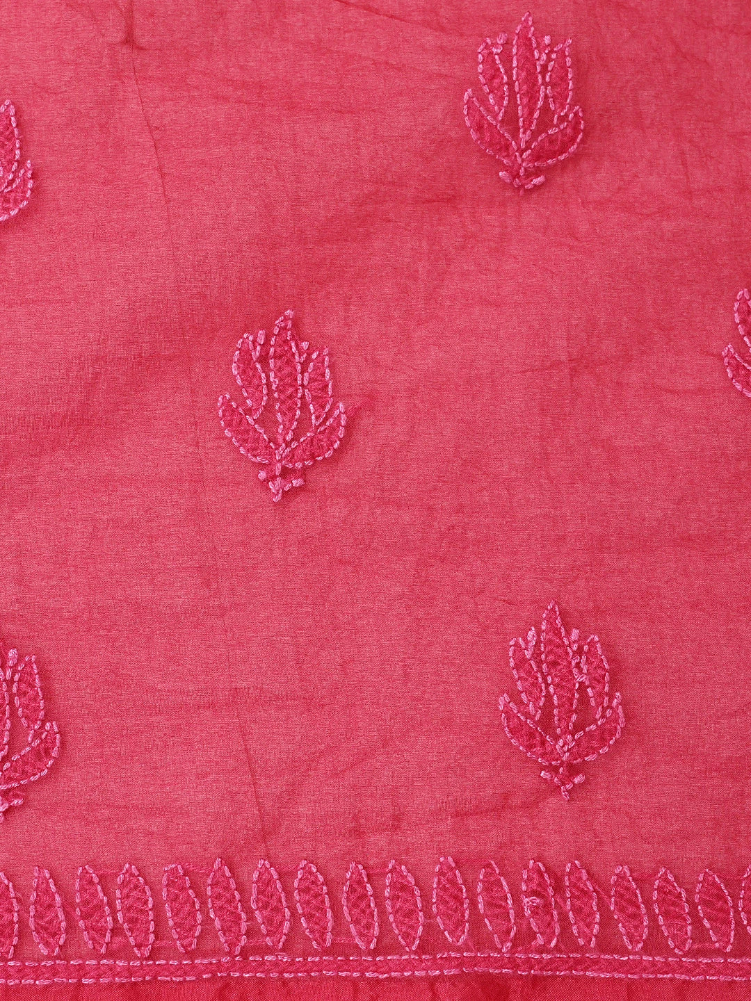 Ada Hand Embroidered Flag Red Organza Lucknowi Chikankari Unstitched Kurta Dupatta Set 01A908458