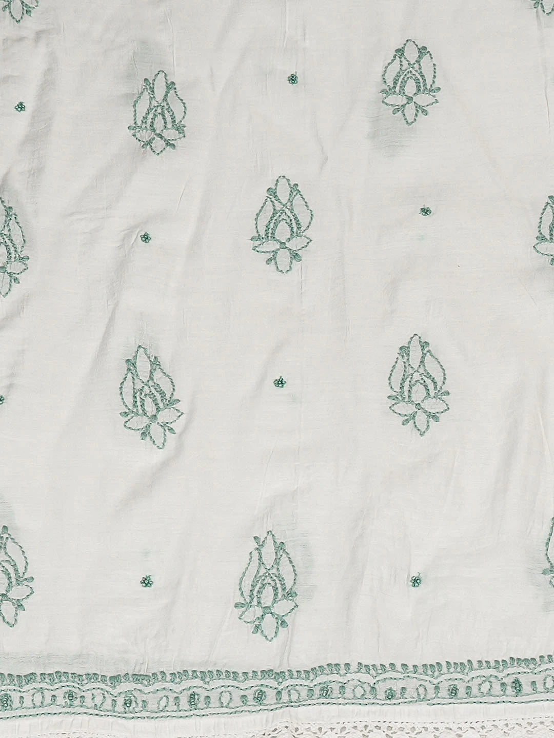 Ada Hand Embroidere White Chanderi Lucknowi Chikankari Semi-stitched Kurta Dupatta Set With Cutdana Work 01A954416