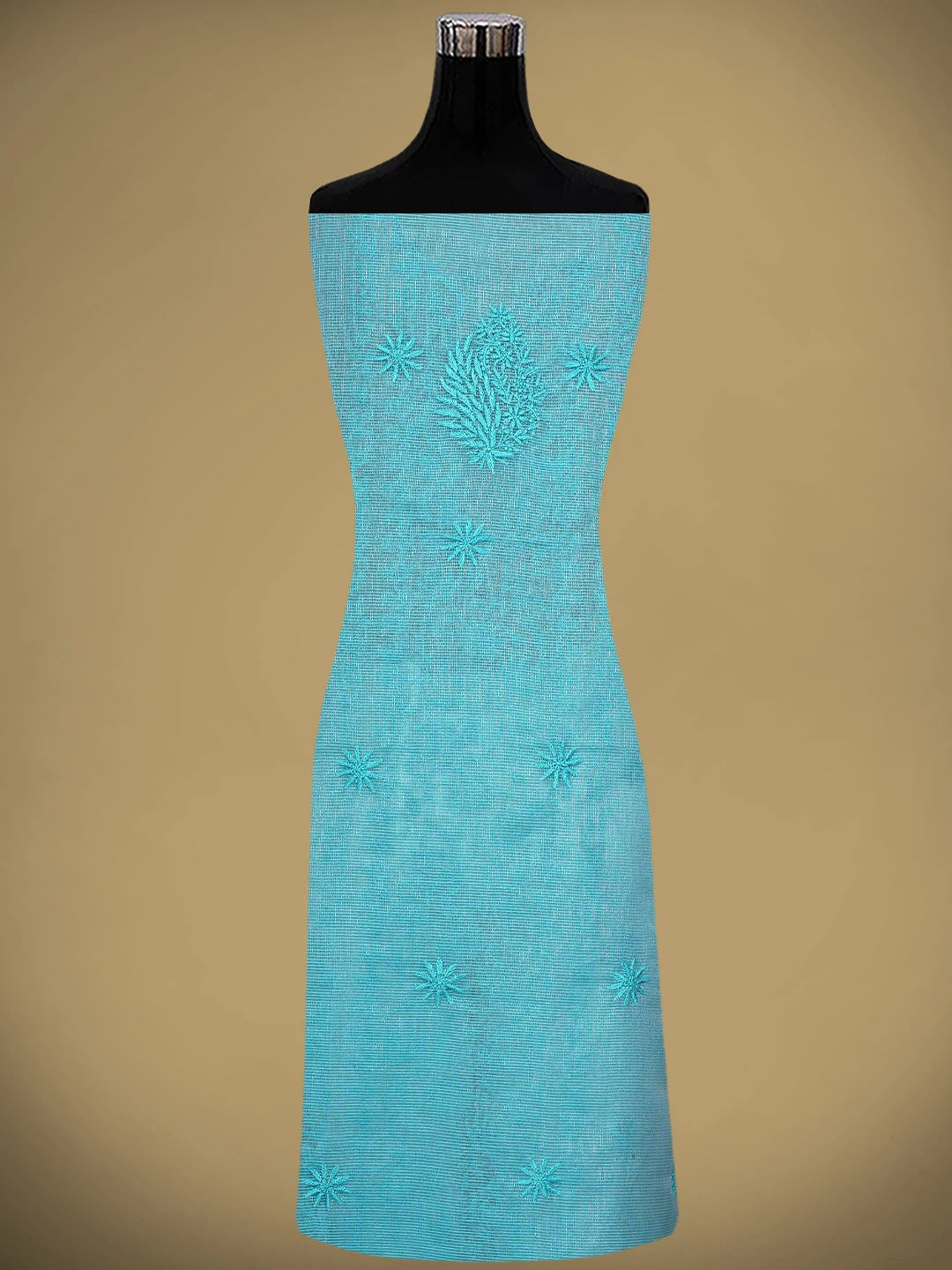 Ada Hand Embroidered Blue Tissue Lucknowi Chikankari Unstitched Kurta Dupatta Set 01A922238